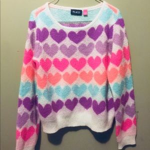 Childrens Place XL14 comfy heart patterned sweater